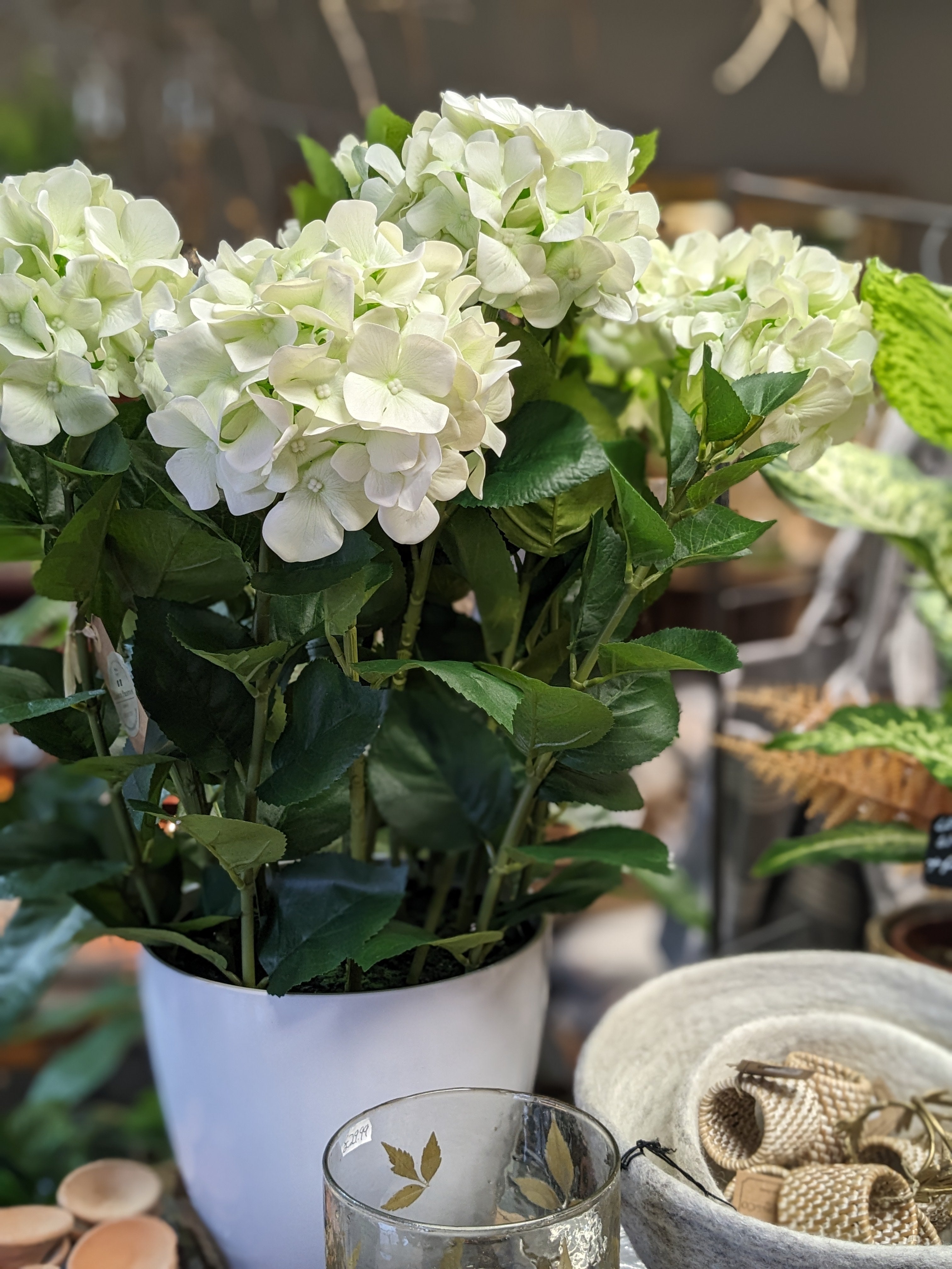 artificial hydrangea plant in pot Faux Hydrangea Plant – George Preston Florist