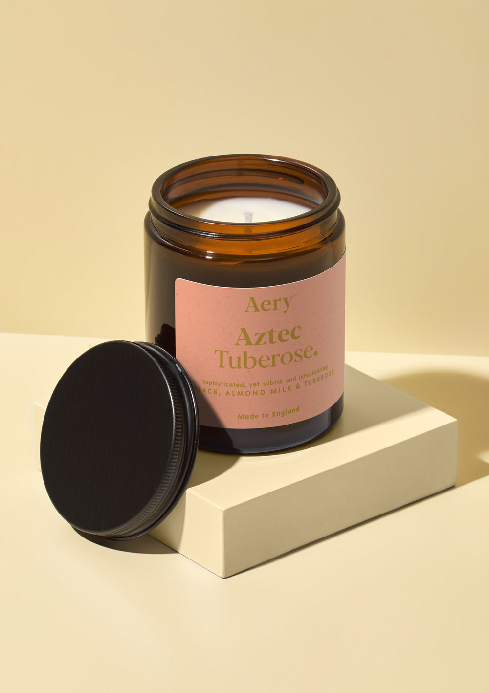 AZTEC TUBEROSE SCENTED JAR CANDLE - PEACH ALMOND MILK AND TUBEROSE
