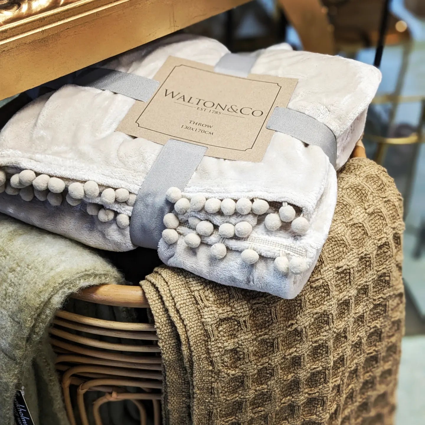 Pom Pom Fleece Throw