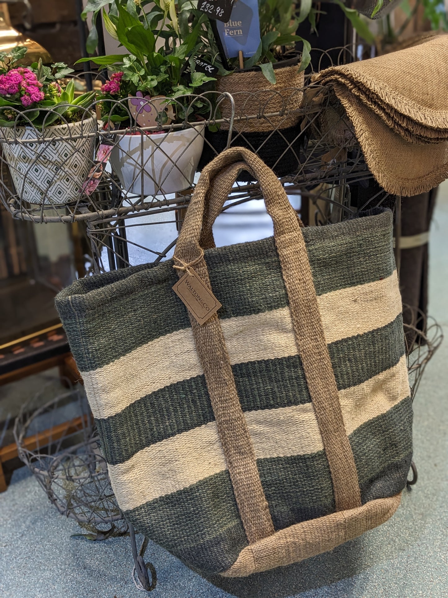 Jute Storage Basket with Handles