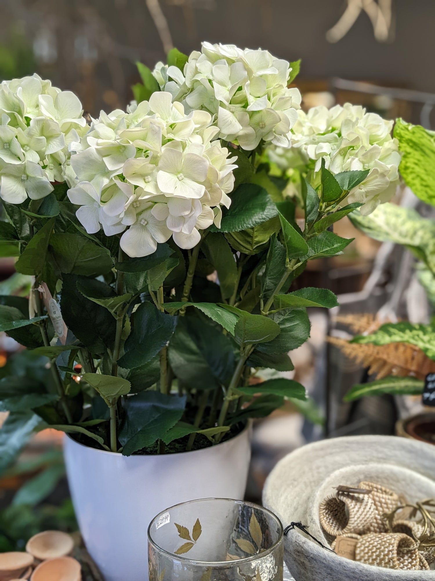 faux hydrangea plant in pot Faux Hydrangea Plant – George Preston Florist