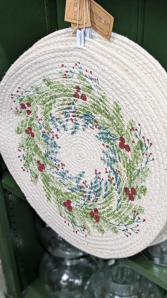 Wreath Print Circular Placemat