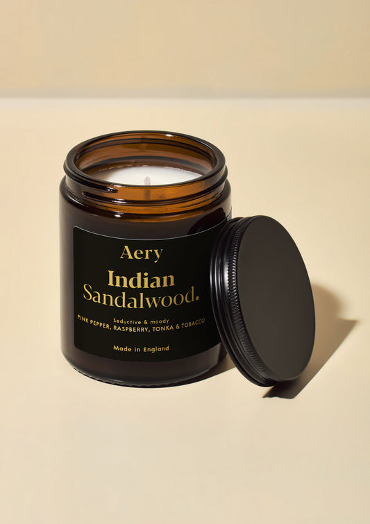 INDIAN SANDALWOOD SCENTED JAR CANDLE - PEPPER RASPBERRY AND TONKA
